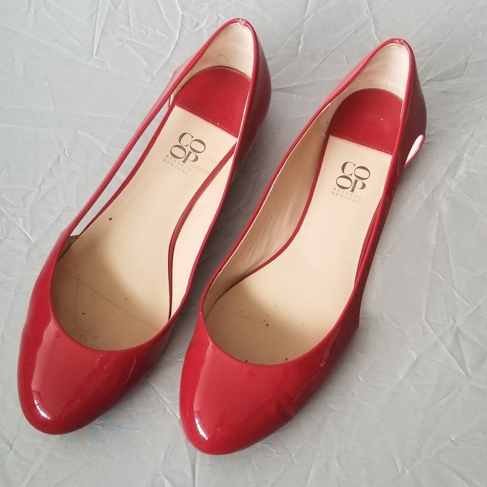 Barney's New York CO OP red patent leather ballet